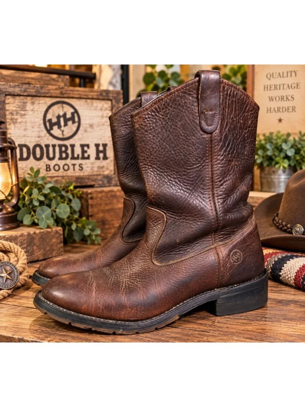 Double H Ranchwell Mens Size 12 M Boots Brown Leather Cowboy Aeroglide 7 2535